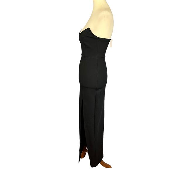 Superdown Black Strapless Maxi Dress SMALL Bustier Side Slit Revolve $98 NEW - Picture 5 of 9